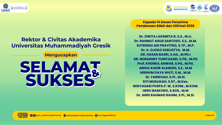 14 Dosen UM Gresik Tembus Pendanaan BIMA 2026, Siap Hadirkan Inovasi Berdampak